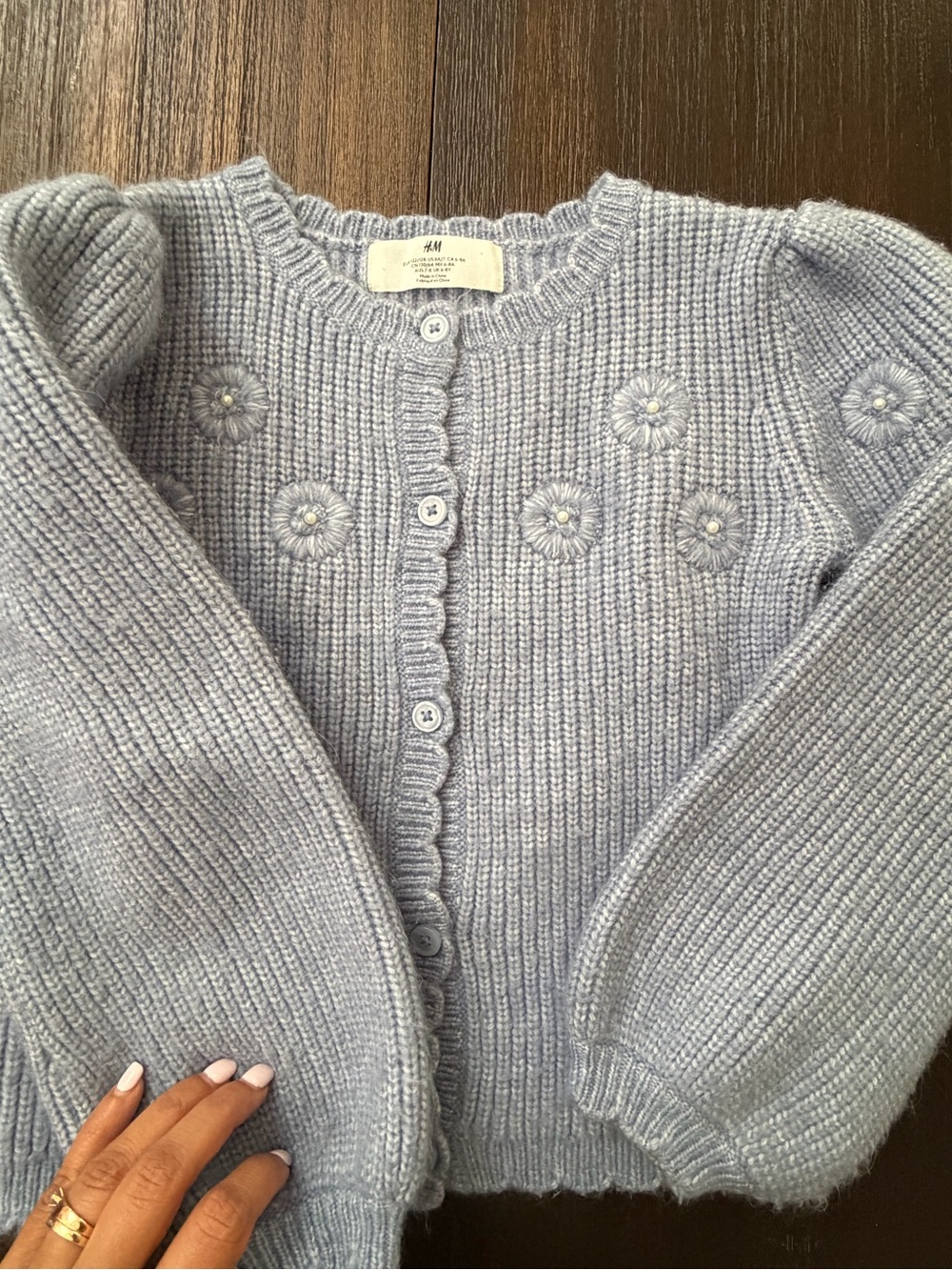 H&M Light Blue Floral Knit Cardigan Sweater - kids